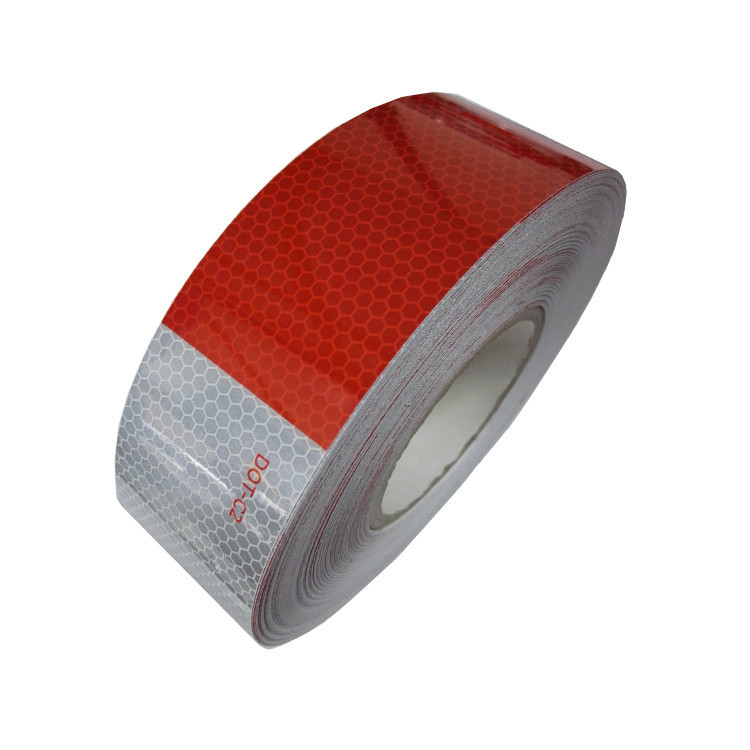 50 mm Tape réfléchissante rouge-blanc DOT-C2 Lumière Tape réfléchissante Perles de verre Tape réfléchissante