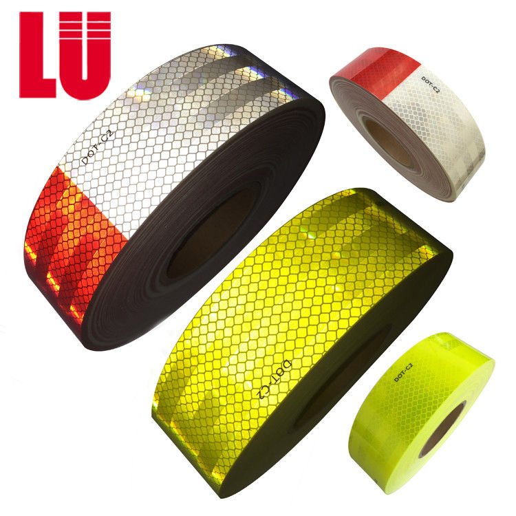 2 pouces * 150 pieds Tape de sécurité réfléchissante dot-C2 Tape de visibilité rouge et blanc pour les véhicules Signes de camions